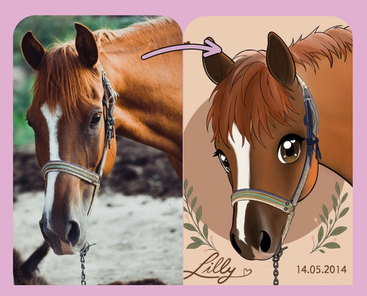 Personalisiertes Tierportrait nach deinem Foto | Süße Cartoon Illustration digital