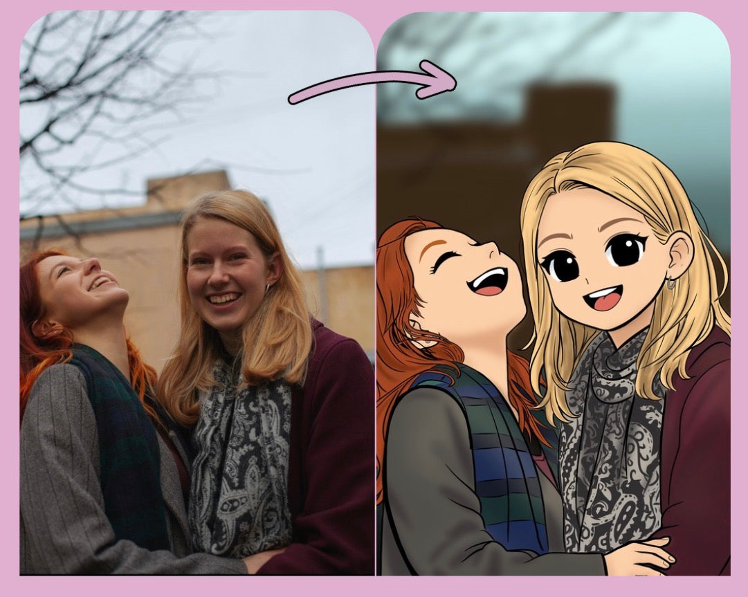 Personalisiertes Chibi Portrait aus deinem Foto – süßer Cartoon Stil