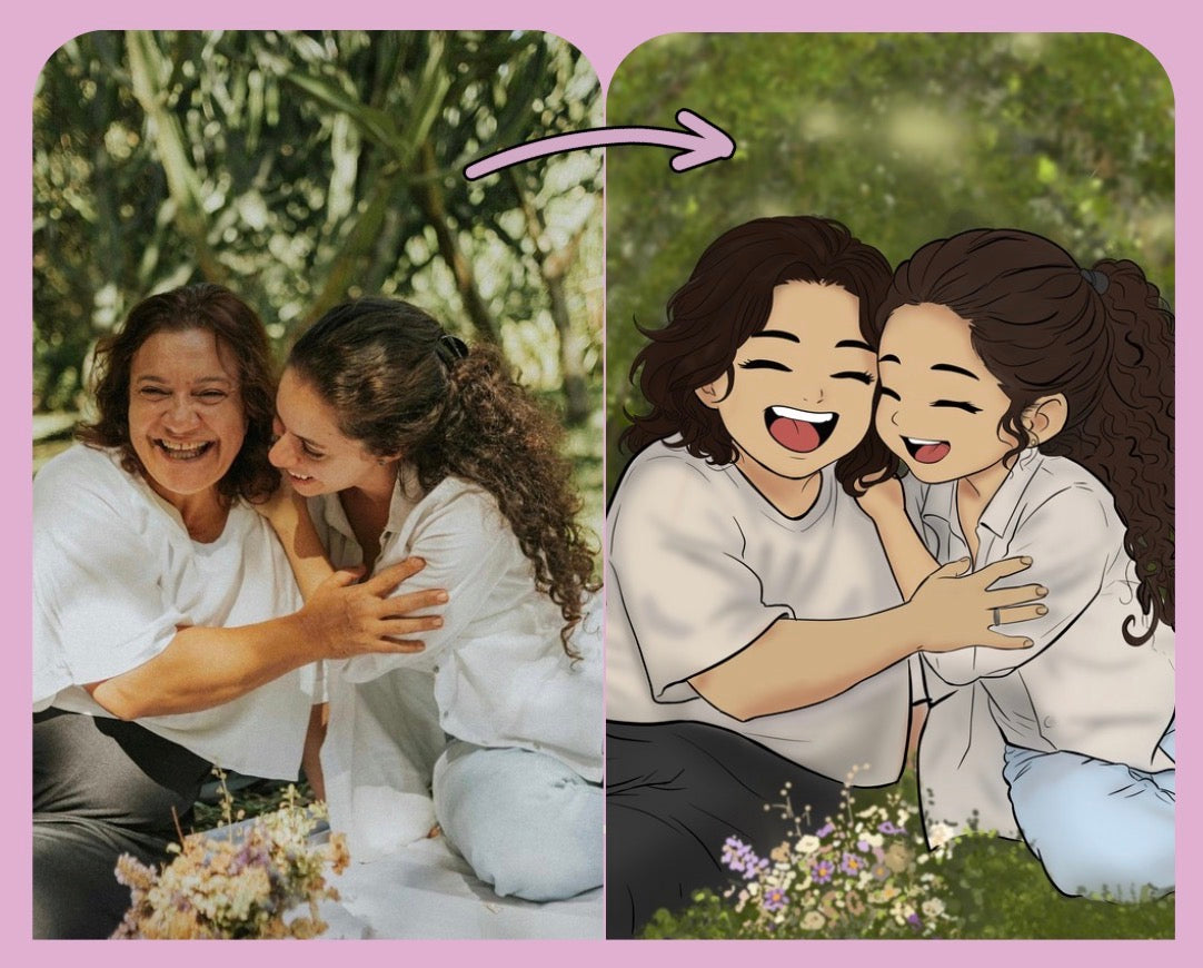 Personalisiertes Chibi Portrait aus deinem Foto – süßer Cartoon Stil
